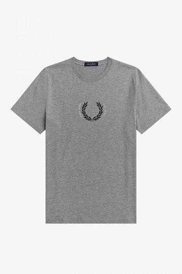 Grey Fred Perry Laurel Wreath Men's T Shirts | PH 1703EBCX